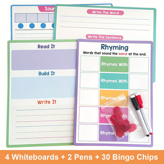 4pcs Double Sided CVC Phonics Learning Boards - Word Families