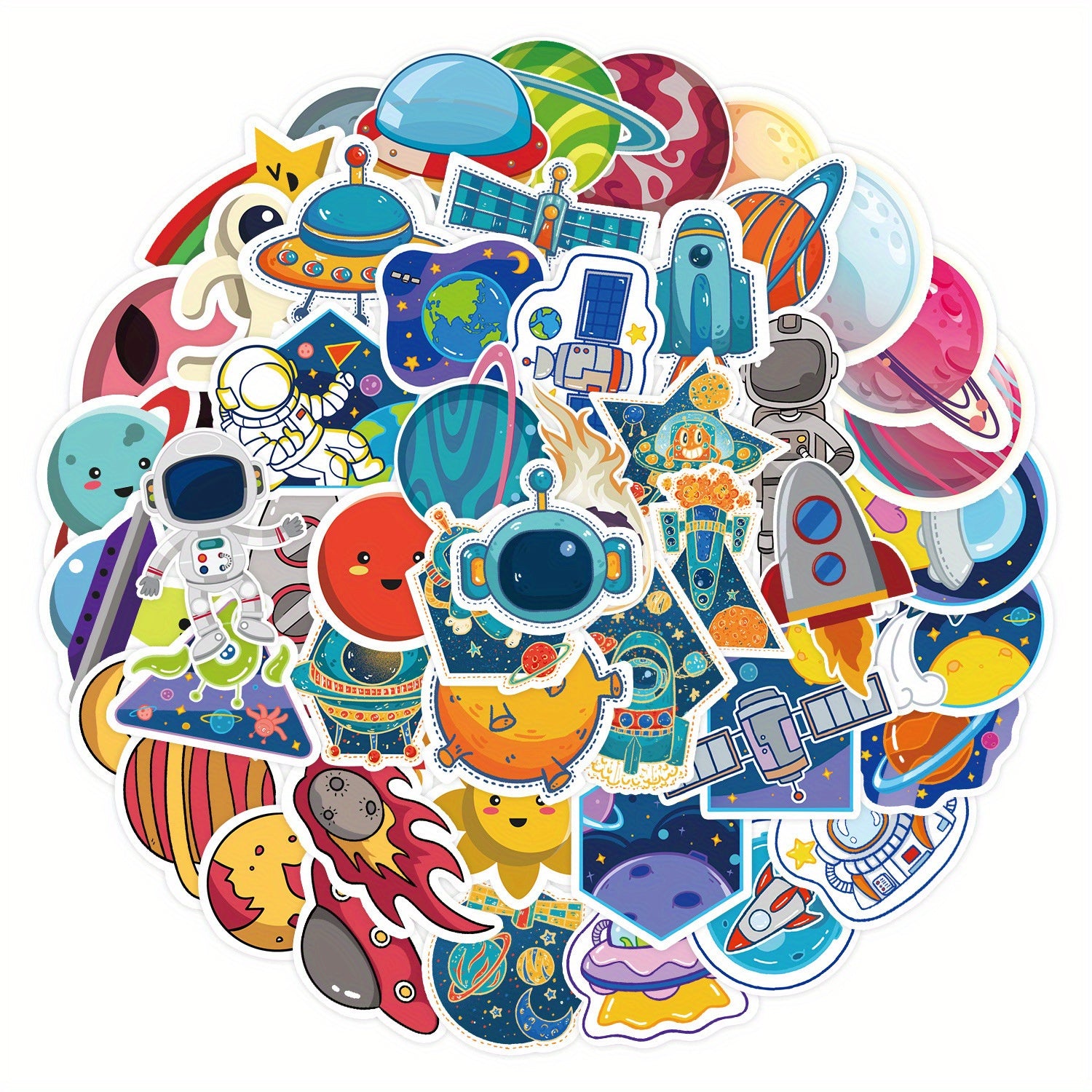 50pcs Space Astronaut Stickers Waterproof for Laptops Water Bottles & More