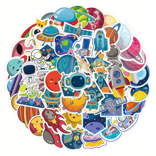 50pcs Space Astronaut Stickers Waterproof for Laptops Water Bottles & More