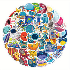 50pcs Space Astronaut Stickers Waterproof for Laptops Water Bottles & More