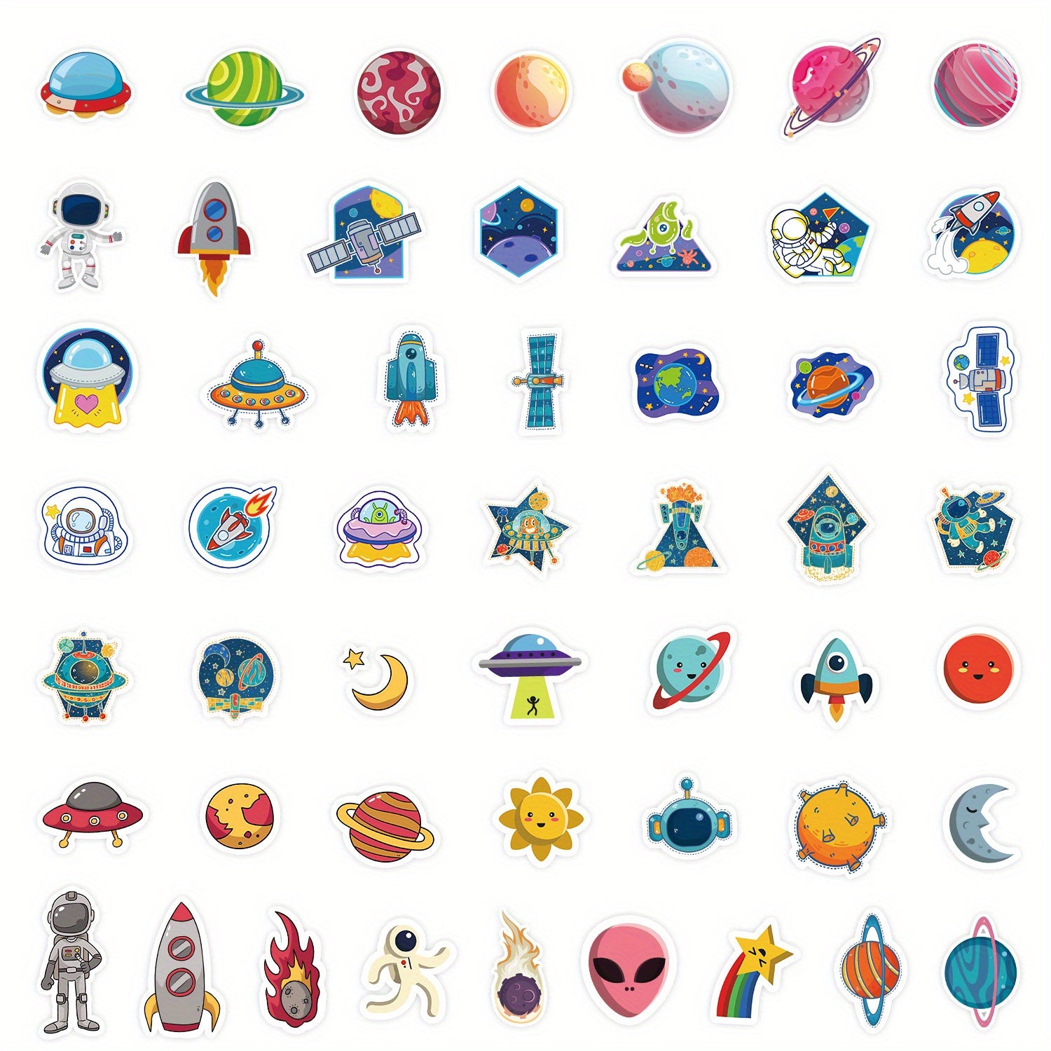 50pcs Space Astronaut Stickers Waterproof for Laptops Water Bottles & More