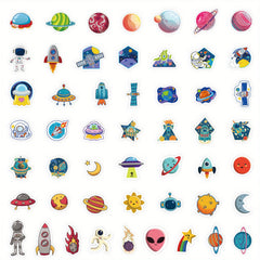 50pcs Space Astronaut Stickers Waterproof for Laptops Water Bottles & More