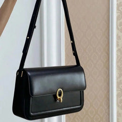 Retro Satchel Shoulder Bag with Buckle Closure Edge Paint Finish