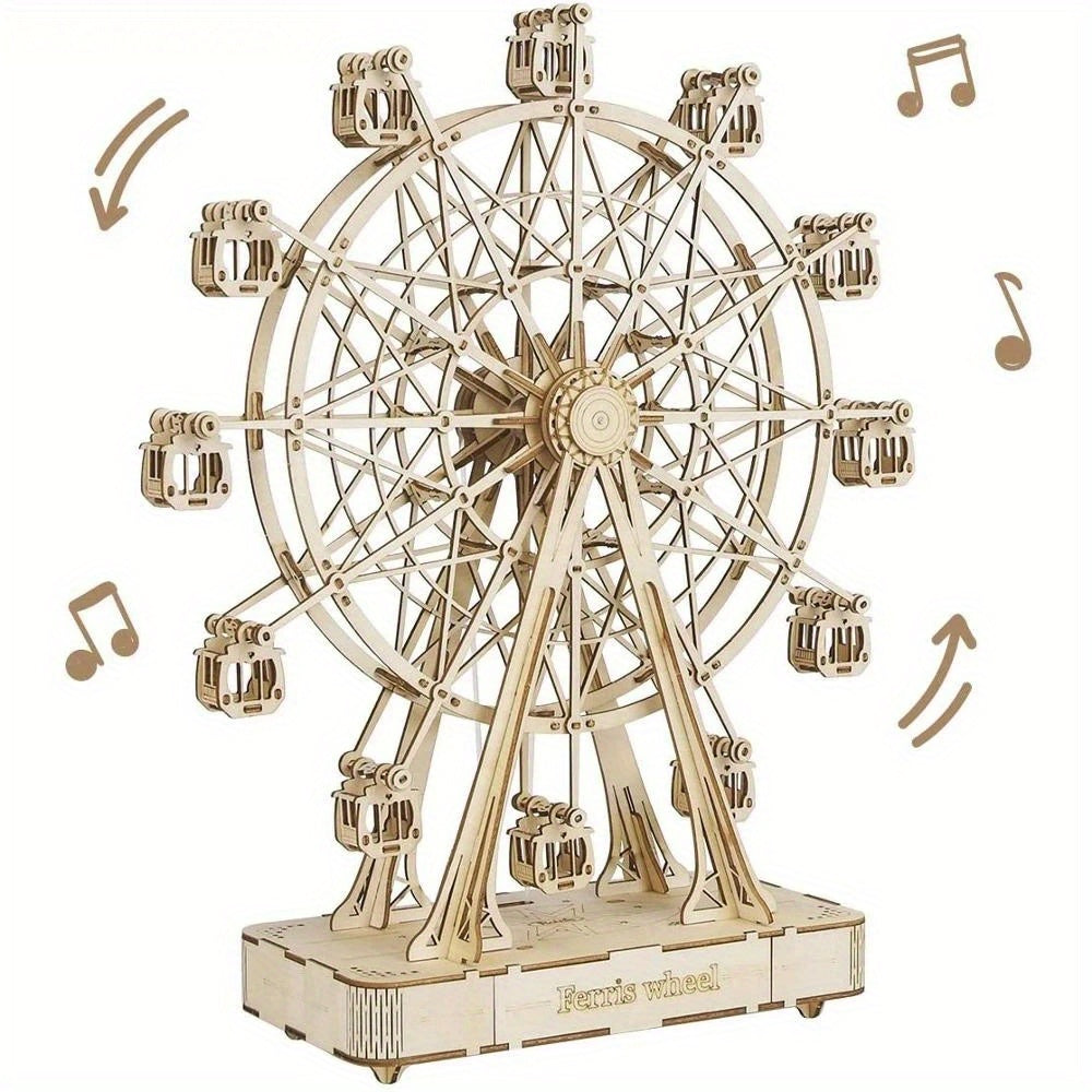 Rotatable Ferris Wheel Wooden Model Building Kit 232pcs