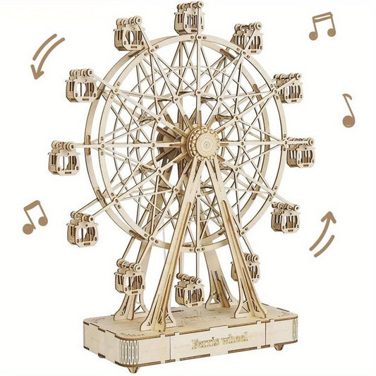 Rotatable Ferris Wheel Wooden Model Building Kit 232pcs
