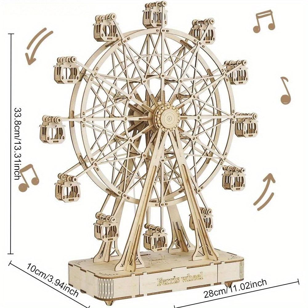 Rotatable Ferris Wheel Wooden Model Building Kit 232pcs