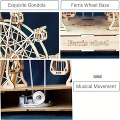 Rotatable Ferris Wheel Wooden Model Building Kit 232pcs