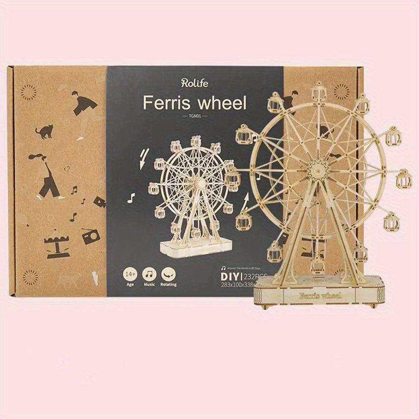 Rotatable Ferris Wheel Wooden Model Building Kit 232pcs
