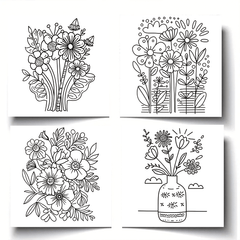 Minimalist Flower Coloring Book for Adults 22 Pages