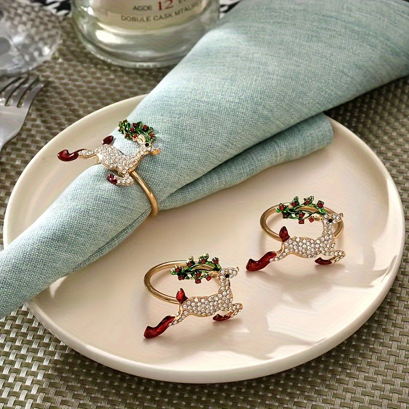 6pcs Golden Napkin Rings for Table Decor - Christmas, Thanksgiving, Easter, Birt