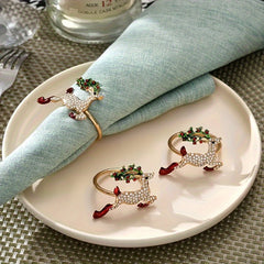 6pcs Golden Napkin Rings for Table Decor - Christmas, Thanksgiving, Easter, Birt