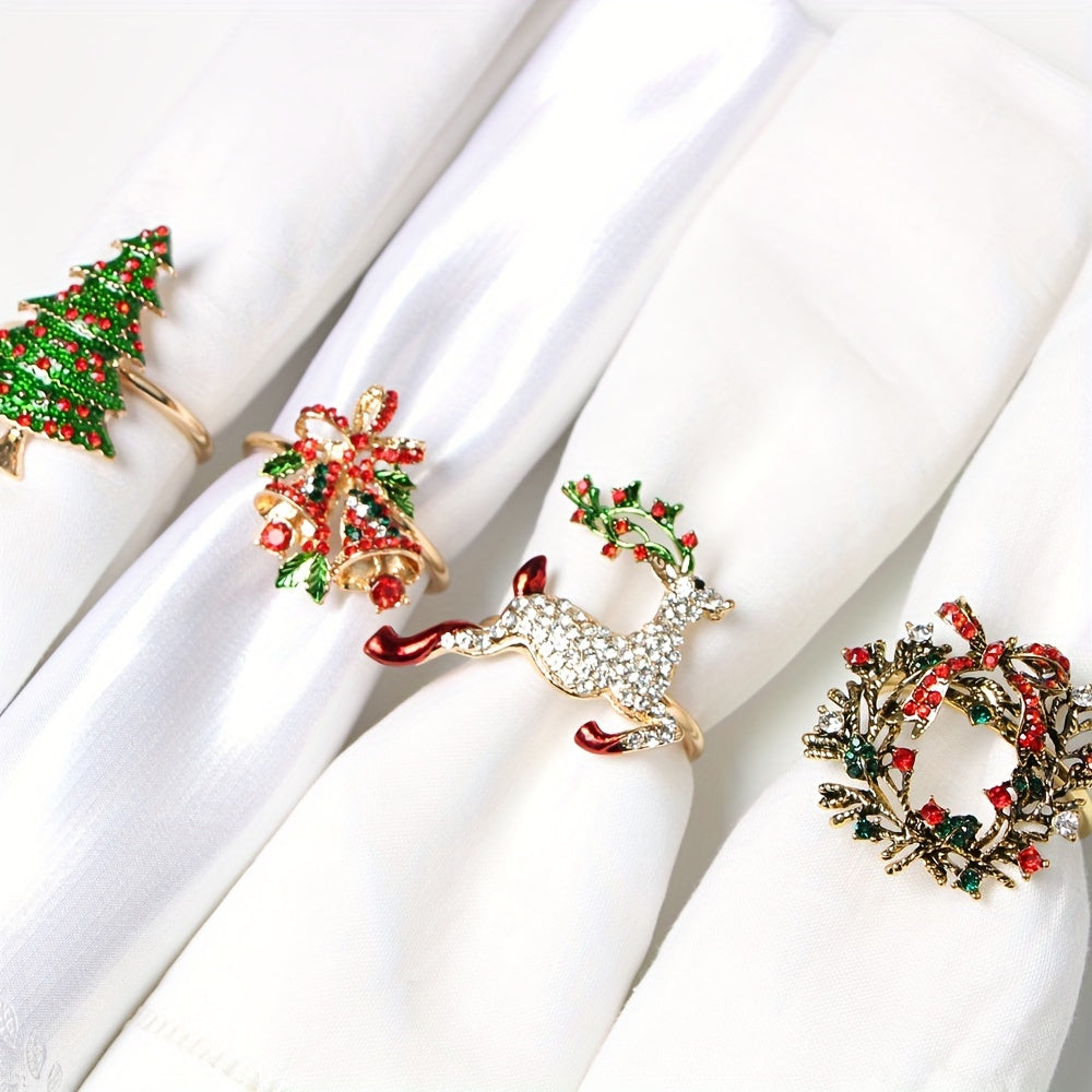 6pcs Golden Napkin Rings for Table Decor - Christmas, Thanksgiving, Easter, Birt