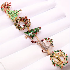 6pcs Golden Napkin Rings for Table Decor - Christmas, Thanksgiving, Easter, Birt