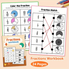 Fraction Workbook Tracing Matching Coloring Activities for Kids