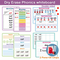 4pcs LACHILLY Double Sided Phonics Handwriting Board Set CVC Word Family