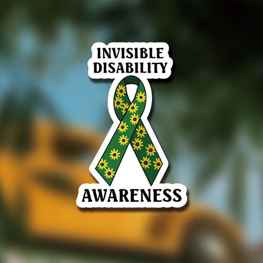 Green Ribbon Vinyl Sticker Invisible Disability Awareness