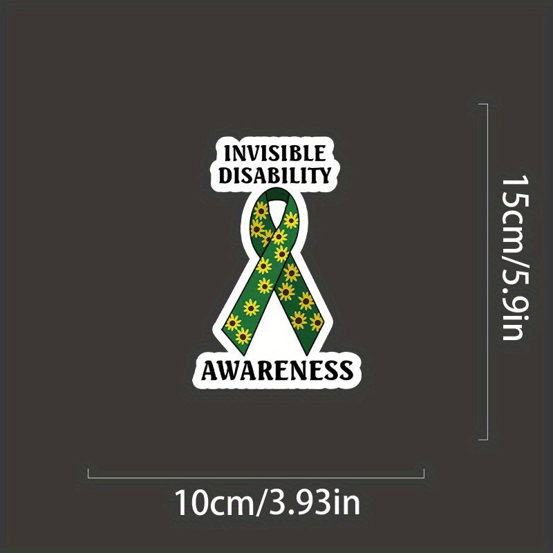 Green Ribbon Vinyl Sticker Invisible Disability Awareness