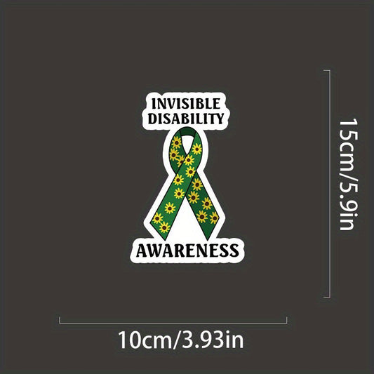 Green Ribbon Vinyl Sticker Invisible Disability Awareness