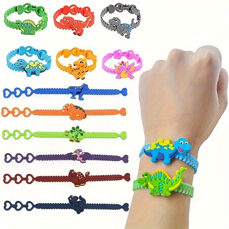 10Pcs Dinosaur Wrist Silicone Bracelets Party Youth Supplies