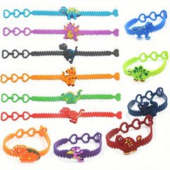 10Pcs Dinosaur Wrist Silicone Bracelets Party Youth Supplies