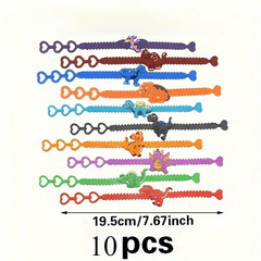 10Pcs Dinosaur Wrist Silicone Bracelets Party Youth Supplies