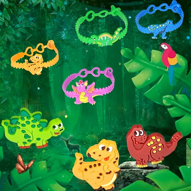 10Pcs Dinosaur Wrist Silicone Bracelets Party Youth Supplies