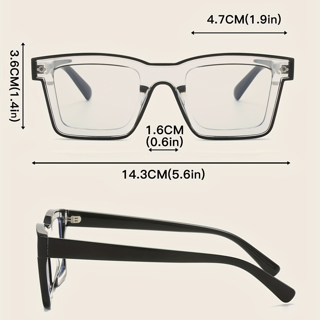 Y2K Square Anti Light Glasses Clear Lens Party Club