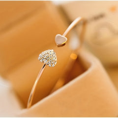 Full Drill Love Bracelet Double Peach Heart - Plated Heart Bracelet