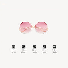 Round Rimless Sunglasses Metal Temple Gradient Glasses UV400