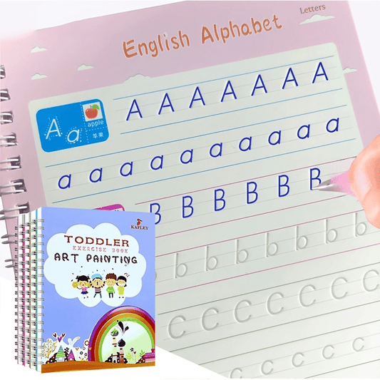 Reusable Writing Practice Book with Pen for ABCs and 123s
