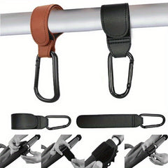 2pcs PU Leather Stroller Hooks 360 Rotatable Pram Organizer Brown Gray Pink