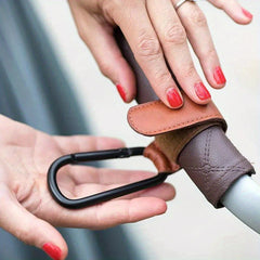2pcs PU Leather Stroller Hooks 360 Rotatable Pram Organizer Brown Gray Pink