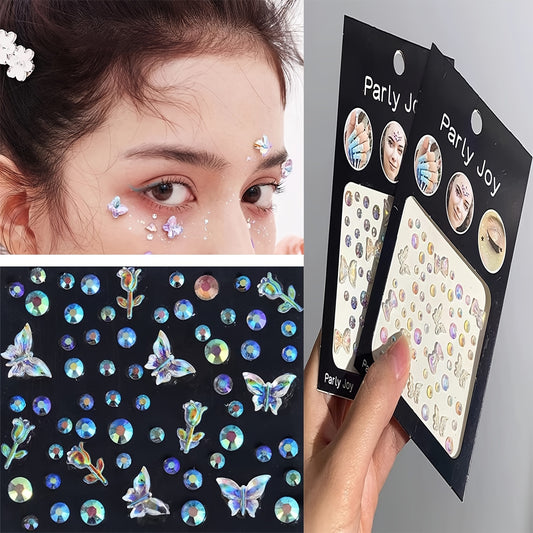 Self Adhesive Rhinestone Face Gems Glitter Crystal Stickers for Music Festivals