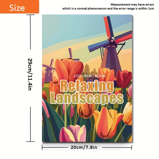 Relaxing Landscape Coloring Book 22 Pages Thick Paper Perfect Gift