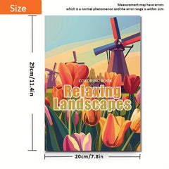 Relaxing Landscape Coloring Book 22 Pages Thick Paper Perfect Gift