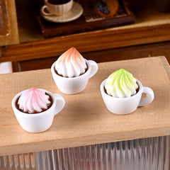 3pcs Cappuccino Cups Set Dollhouse Decor Realistic Coffee Shop Accessories