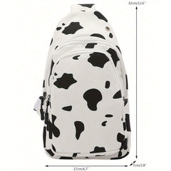 Cow Print Canvas Sling Bag for Women