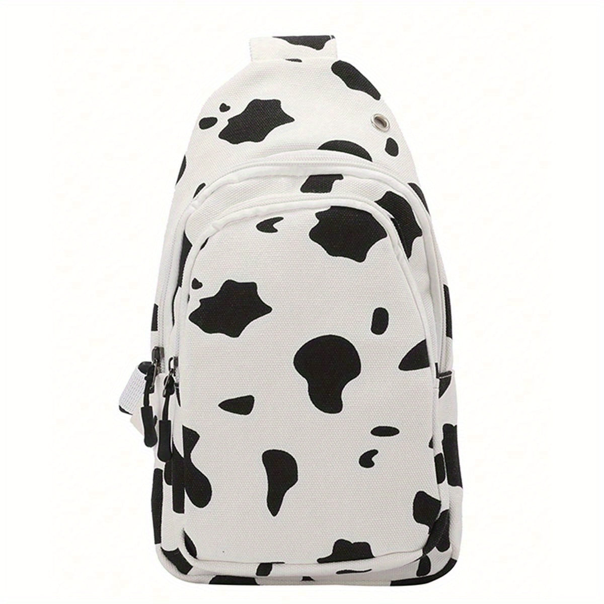 Cow Print Canvas Sling Bag for Women