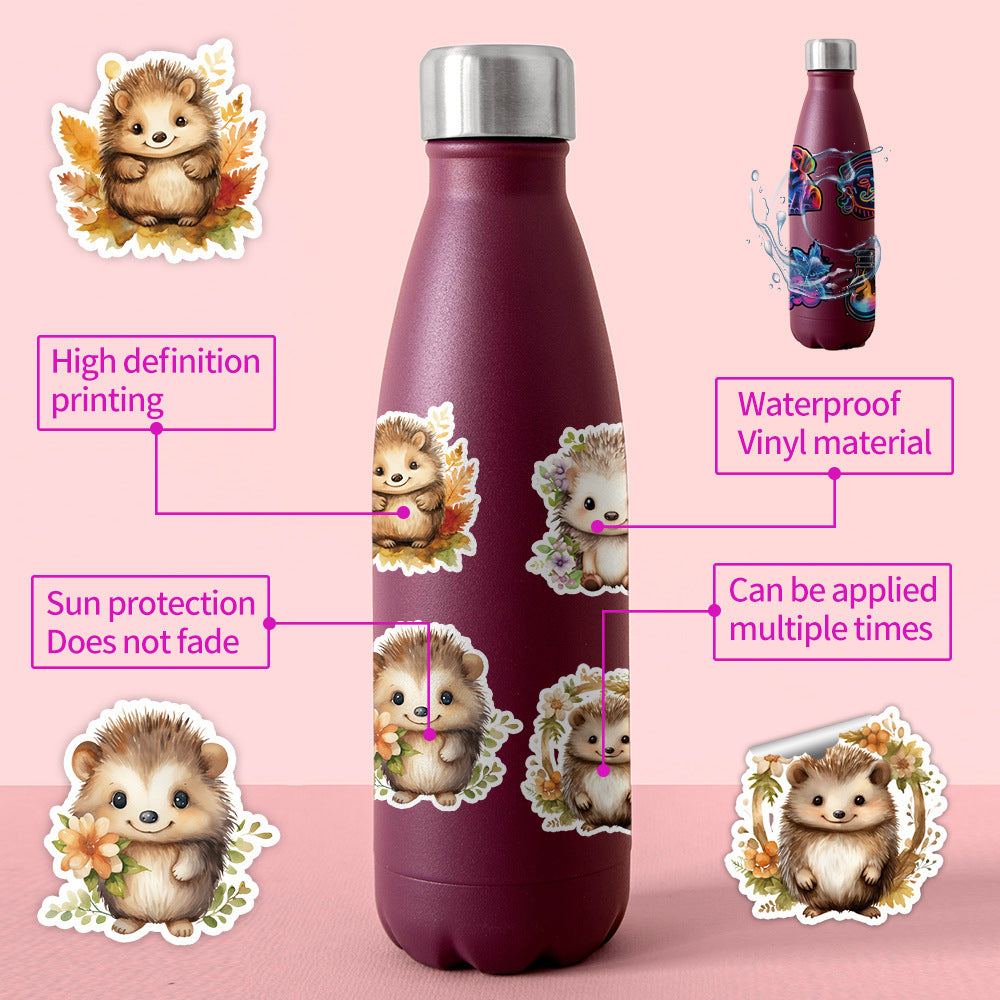 50pcs Hedgehog PVC Stickers Self Adhesive DIY Decals Water Resistant for Laptops