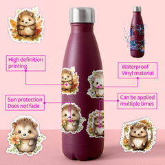 50pcs Hedgehog PVC Stickers Self Adhesive DIY Decals Water Resistant for Laptops