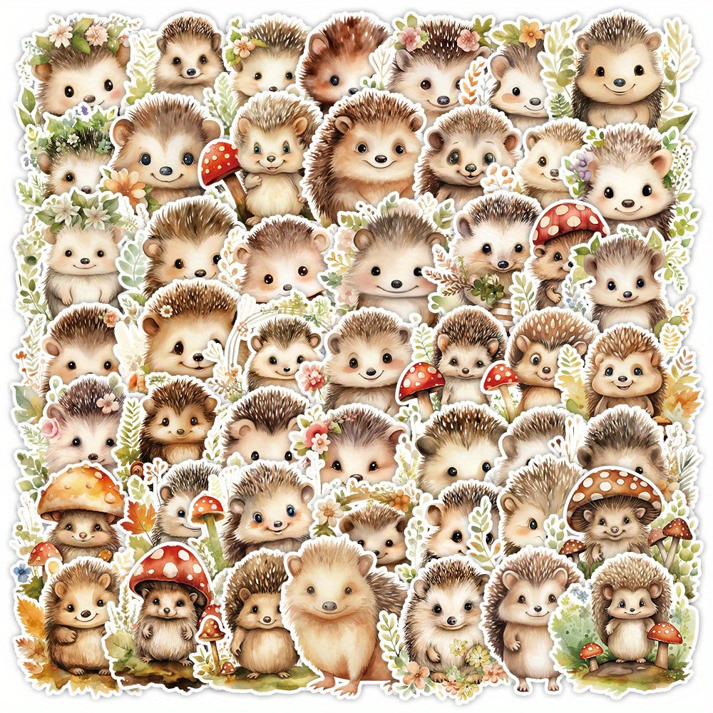 50pcs Hedgehog PVC Stickers Self Adhesive DIY Decals Water Resistant for Laptops