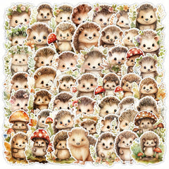 50pcs Hedgehog PVC Stickers Self Adhesive DIY Decals Water Resistant for Laptops