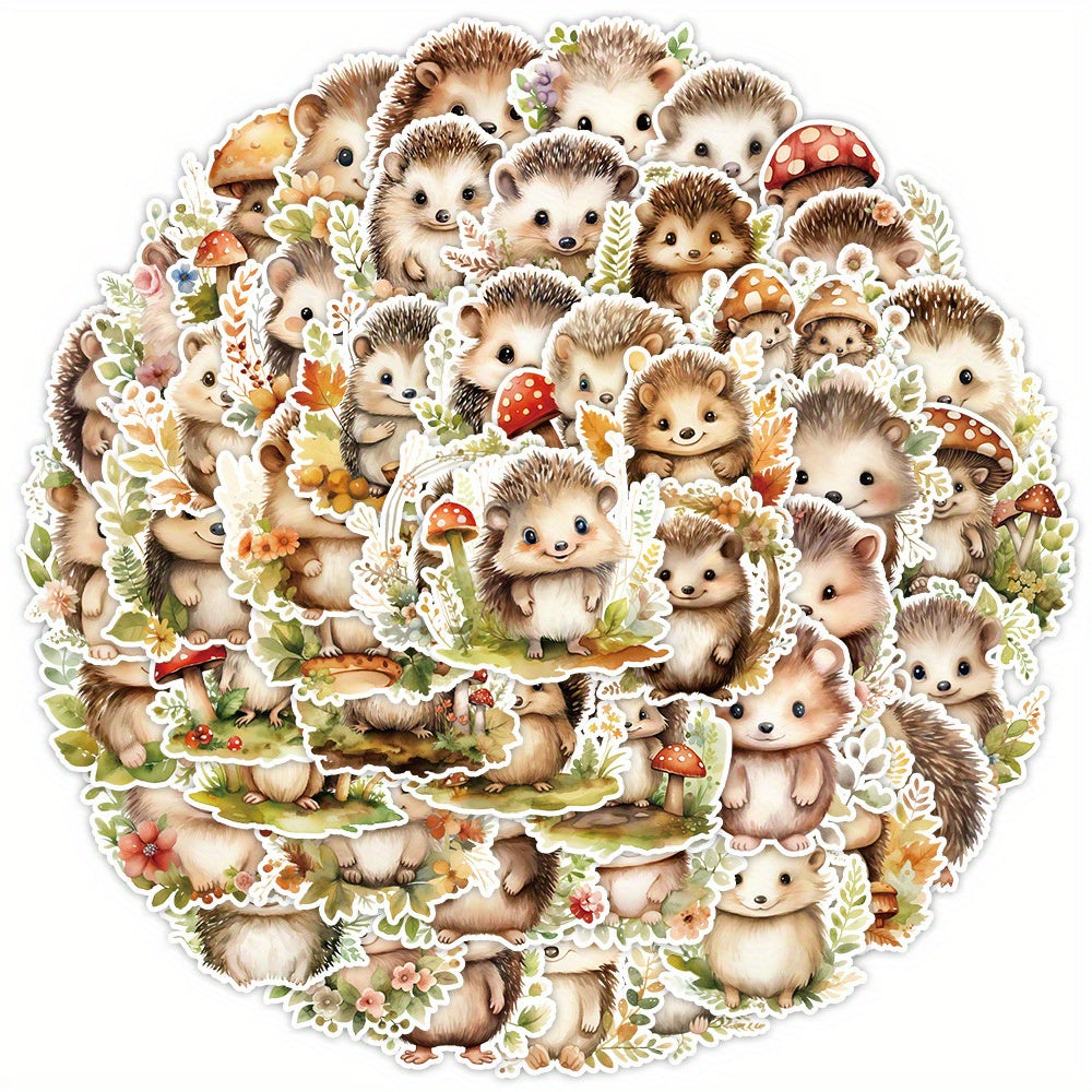 50pcs Hedgehog PVC Stickers Self Adhesive DIY Decals Water Resistant for Laptops