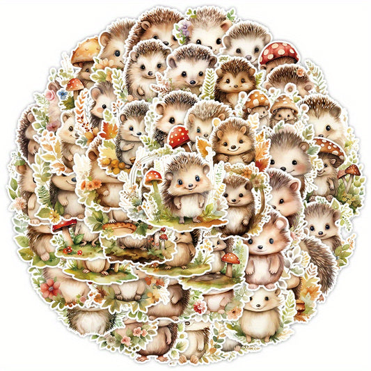 50pcs Hedgehog PVC Stickers Self Adhesive DIY Decals Water Resistant for Laptops