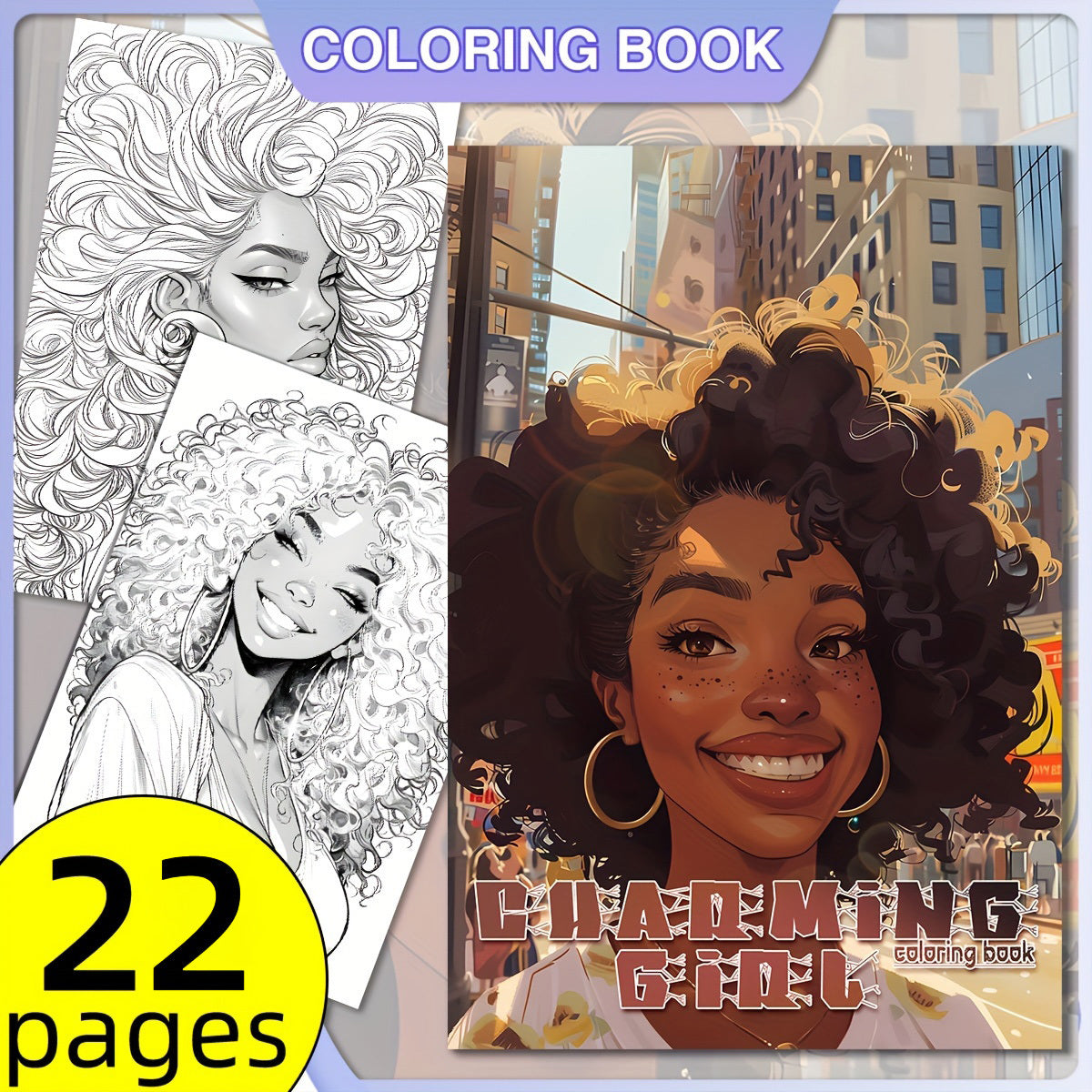 Deluxe Charming Coloring Book - 22 Page Art Therapy Workbook