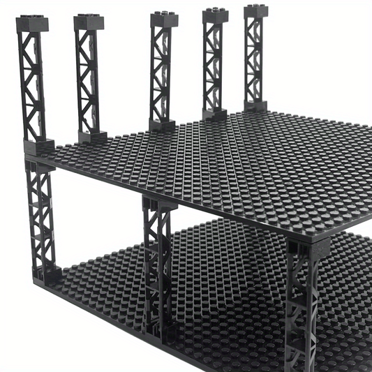 4pcs Military Train Car Pillar Support Girder ABS City Building Blocks Grey