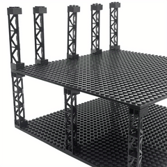 4pcs Military Train Car Pillar Support Girder ABS City Building Blocks Grey