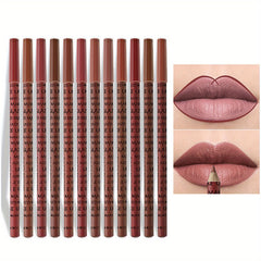 12 Pc Waterproof Lip Liner Pencil Set Matte Nude for All Skin Types