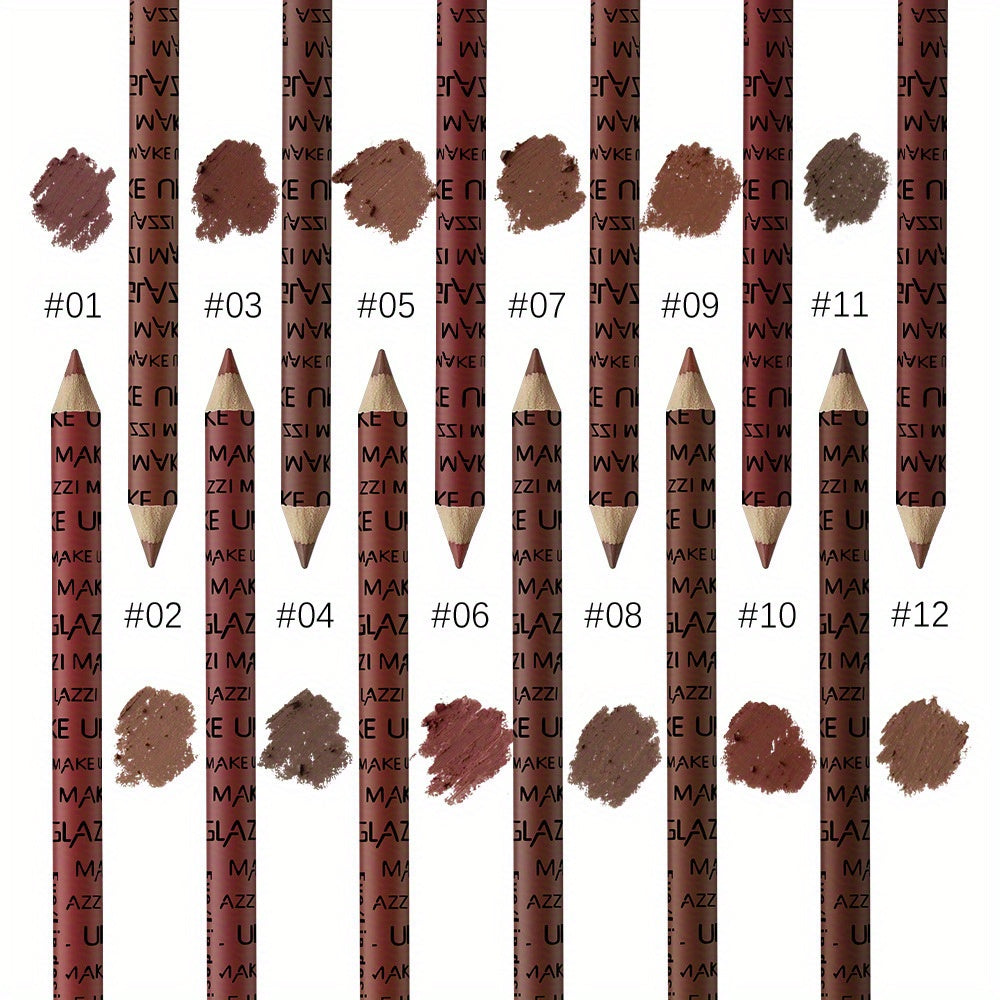 12 Pc Waterproof Lip Liner Pencil Set Matte Nude for All Skin Types