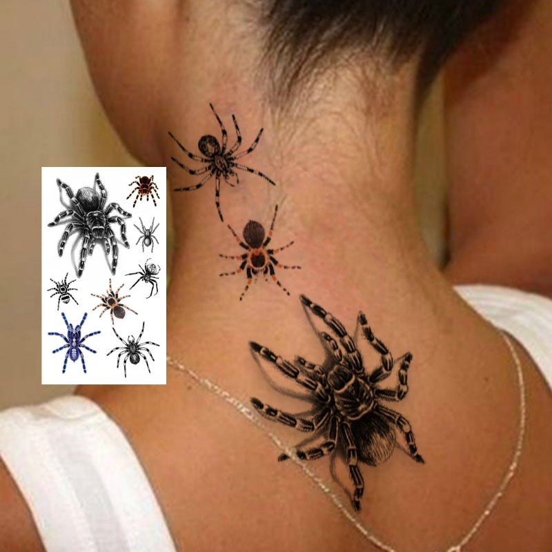 Realistic Spider Temporary Tattoos Waterproof Halloween Costume Lasts 2-5 Days